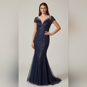 Alexander by Daymor Navy Trumpet Gown